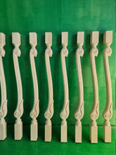 Load image into Gallery viewer, Carved newel post of wood, carved bannister of wood, stair columns Custom size wood balusters for stairs