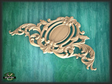 Load image into Gallery viewer, Victorian Carved Wood Appliques, Unpainted, Millwork Furniture Onlays For Kitchen Cabinets, 1pc, Home Wall Embellishments, Furniture Carving