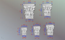 Load image into Gallery viewer, Neoclassical solid wood capitel, 1pc, Carved capital decor wood, Unpainted, Home Wall Embellishments, wood onlays, wood wall art decor