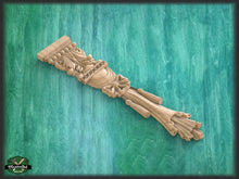 Load image into Gallery viewer, Floral carved drop onlay, Interior decor appliques, 1pc, Home Wall Embellishments, Furniture Carving, Wood Onlay