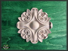 Load image into Gallery viewer, Carved Flower Unpainted, 1 piece, Home Wall Embellishments, wood onlays, wood wall art decor