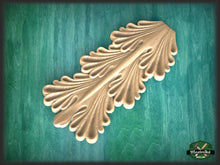 Load image into Gallery viewer, Acanthus leaf drop onlay, Furniture wooden applique Unpainted, Home Wall Embellishments, wood onlays, wood wall art decor