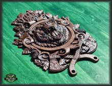 Load image into Gallery viewer, Angry Celtic Bear, Celtic wood carving, Viking carving, Celtic Lord Of Woods, Wall art, Wall decor, Wall hanging