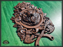 Load image into Gallery viewer, Angry Celtic Bear, Celtic wood carving, Viking carving, Celtic Lord Of Woods, Wall art, Wall decor, Wall hanging