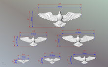 Load image into Gallery viewer, Flying Dove Wooden Wall Decor, Unfinished Carved Bird, Wedding Dove, Symbol of Peace and Innocence,Pigeon,Holy Spirit Dove Church
