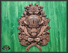 Load image into Gallery viewer, Carved Bison of wood, Celtic wood carving, Viking carving, Wall art, Wall decor, Wall hanging