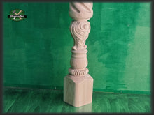 Load image into Gallery viewer, Carved balustrade of wood, carved banister of wood, stair balusters, Custom size wood balusters for stairs