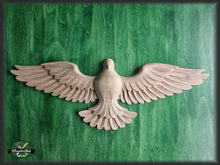 Load image into Gallery viewer, Flying Dove Wooden Wall Decor, Unfinished Carved Bird, Wedding Dove, Symbol of Peace and Innocence,Pigeon,Holy Spirit Dove Church