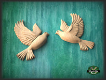 Load image into Gallery viewer, Two Doves Wooden Wall Decor, Unfinished Carved Bird, Wedding Dove, Symbol of Peace and Innocence,Pigeon,Holy Spirit Dove Church