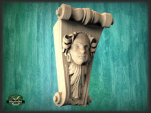 Load image into Gallery viewer, Corbel Human Face, Unpainted, Decorative Carved Wooden Corbel, 1pc, Home Wall Embellishments, wood onlays, wood wall art decor