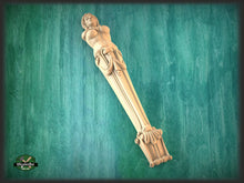 Load image into Gallery viewer, Caryatid Carved Corbel, Unpainted, Decorative Caryatid of wood, 1pc, Home Wall Embellishments, wood onlays