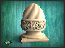 Load image into Gallery viewer, Carved Post Finials with square base, Staircase Newel Post Cap, Bed finials
