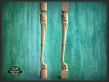 Load image into Gallery viewer, Lion Paw Wooden Baluster for Stairs, Lion leg banister of wood, stair banister lion, Carved wood balusters for stairs