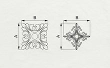 Load image into Gallery viewer, Square Carved Wood Rosette, 1 piece, Home Wall Embellishments, square wood onlays, wood wall art decor