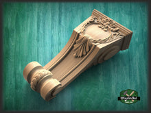 Load image into Gallery viewer, Carved bracket of wood, Unpainted, Decorative Carved Wooden Corbel, 1pc, Home Wall Embellishments, wood onlays, wood wall art decor