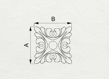 Load image into Gallery viewer, Square Carved Rosette of Wood, 1 piece, Home Wall Embellishments, square wood onlays, wood wall art decor