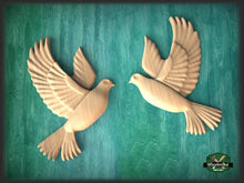 Load image into Gallery viewer, Two Doves Wooden Wall Decor, Unfinished Carved Bird, Wedding Dove, Symbol of Peace and Innocence,Pigeon,Holy Spirit Dove Church