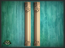 Load image into Gallery viewer, Wood pilasters for Fireplace, Set 2pc, Pair of Carved Wood Trim Post Pillars