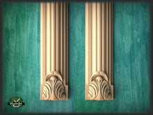 Load image into Gallery viewer, Wood pilasters for Fireplace, Set 2pc, Pair of Carved Wood Trim Post Pillars