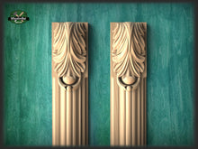Load image into Gallery viewer, Wood pilasters for Fireplace, Set 2pc, Pair of Carved Wood Trim Post Pillars