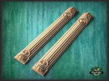 Load image into Gallery viewer, Wood pilasters for Fireplace, Set 2pc, Pair of Carved Wood Trim Post Pillars
