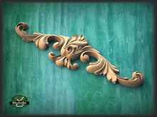 Load image into Gallery viewer, Large Unfinished Center Onlay With Acanthus Scrolls From Oak, 1pc, Home Wall Embellishments, Furniture Carving, Wood Onlay
