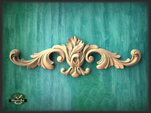 Load image into Gallery viewer, Large Unfinished Center Onlay With Acanthus Scrolls From Oak, 1pc, Home Wall Embellishments, Furniture Carving, Wood Onlay