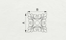 Load image into Gallery viewer, Ornate Carved Wood Rosette, 1 piece, Home Wall Embellishments, square wood onlays, wood wall art decor