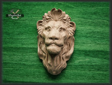 Load image into Gallery viewer, Lion head pediment applique, Carved Wood Face, Wood Carving Wall Art Wood Onlay