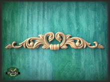 Load image into Gallery viewer, Wood Acorn Carved Horizontal Furniture Applique Onlay, 1pc, Unfinished, Home Wall Embellishments, Furniture Carving, Wood Onlay