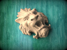 Load image into Gallery viewer, Gothic Lion Mask, Carved lion head, Unpainted, 1pc, Applique furniture decor DIY Furniture Trim Supplies wall ornaments pediments