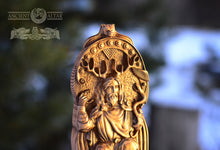 Load image into Gallery viewer, Cernunnos statue, Cernunnos figure, Cernun, wood horned god, celtic god, altar statue, wiccan, druid, pagan god