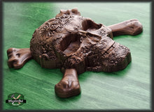 Load image into Gallery viewer, Carved Skull made of wood, wood wall art, carved skull of wood, wall decor carving, Santa Muerte, Calavera, Dark Art