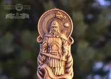 Load image into Gallery viewer, Tyr, Norse pagan god statue, for Asatru Altar kit and heathen ritual, Scandinavian gods altar mythology wood sculpture