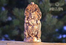 Load image into Gallery viewer, Cernunnos statue, Cernunnos figure, Cernun, wood horned god, celtic god, altar statue, wiccan, druid, pagan god