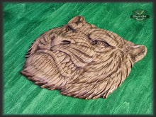 Load image into Gallery viewer, Tiger Head carved wall art, Carved tiger, Tiger of wood, Wood carving