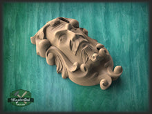 Load image into Gallery viewer, Green Man Onlay, Decorative Wooden Corbel, Antique Wood Shelf Bracket, Cornice Corbel Entablature
