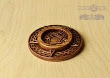 Load image into Gallery viewer, Candle holder, Norse candlestick, Scandinavian, home altar, runic stone, runes, norse, viking, heathen, handmade