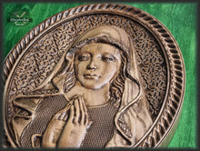 Load image into Gallery viewer, Virgin Mary wooden panel, Wood carved Virgin Mary, Religious catholic icons Gift ideas for women Gifts for mom Wooden Wall art