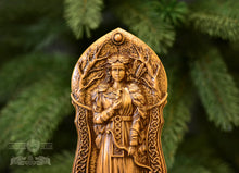 Load image into Gallery viewer, Skadi statue, Skade, Skathi, norse gods, God Altar sculpture, Wood carving, God viking, altar heathen asatru viking god and goddes sculpture