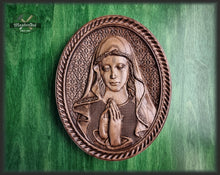 Load image into Gallery viewer, Virgin Mary wooden panel, Wood carved Virgin Mary, Religious catholic icons Gift ideas for women Gifts for mom Wooden Wall art