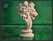 Load image into Gallery viewer, Lion Wooden Finial, Lion statue for Staircase Newel Post, Lion finial bed post, Lion statue of wood