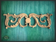 Load image into Gallery viewer, Unpainted Wood Carved Applique Onlay, 1pc, Home Wall Embellishments, Furniture Carving, Wood Onlay