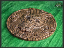 Load image into Gallery viewer, Skull panel gift made of wood, wood wall art, gift for him, wall decor carving, Santa Muerte, Dark Art