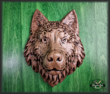 Load image into Gallery viewer, Beautiful Wolf Head of wood, Painted, 1pc, Applique furniture decor DIY Furniture Trim Supplies wall ornaments pediments