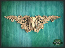 Load image into Gallery viewer, Our Lady Carved Wood Applique for Fireplace Mantel, carved flower, horizontal decor, carved decoration of wood, wooden onlay