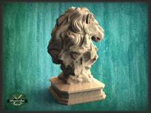 Load image into Gallery viewer, Lion Wooden Statue, Lion statue for Staircase Newel Post, Lion finial bed post, Lion statue of wood, Lion post cap