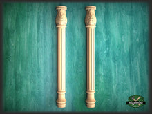 Load image into Gallery viewer, Half Column pilasters for Fireplace, Set 2pc, Pair of Carved Wood Trim Post Pillars