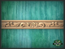 Load image into Gallery viewer, Ornate wooden molding with acanthus leaves, 40" Ornate molding panel from oak, Carved wooden Baguette
