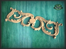 Load image into Gallery viewer, Unpainted Wood Carved Applique Onlay, 1pc, Home Wall Embellishments, Furniture Carving, Wood Onlay
